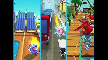 Talking Tom Gold Run Tom Hero Dash- Ice Bolt Tom VS Agent Angela VS Super Trooper Fun Run Challenge