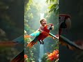 A Beautiful Baby Girl Rides a Rainbow Parrot Through the Jungle 🌈🦜 #BabyAdventure #RainbowBird