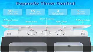 Bonusall Portable Washing Machine Compact 17.6 Lbs, Mini 2In1 Washer And Spin Dryer Combo With Buil