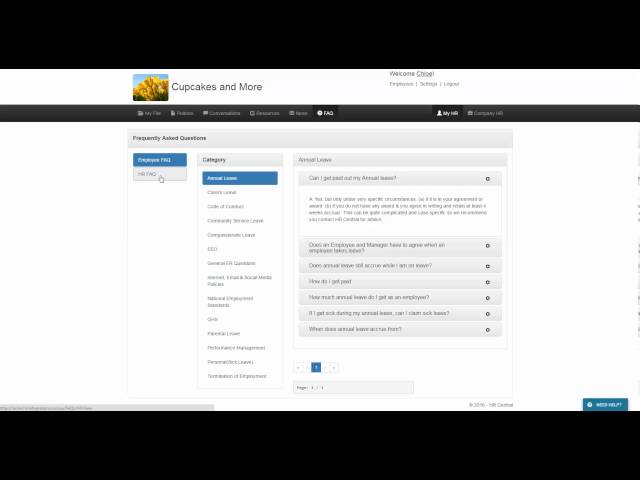 HR Central HR FAQ's Demo