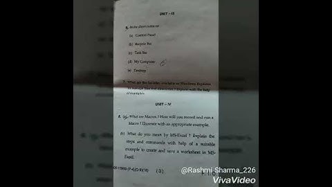 B.com basic of computer questions paper