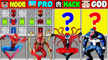 Minecraft NOOB vs PRO vs HACKER vs GOD SPIDER-MAN VENOM CARAGE Crafting Challenge (Animation)