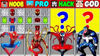 Minecraft NOOB vs PRO vs HACKER vs GOD SPIDER-MAN VENOM CARAGE Crafting Challenge (Animation)