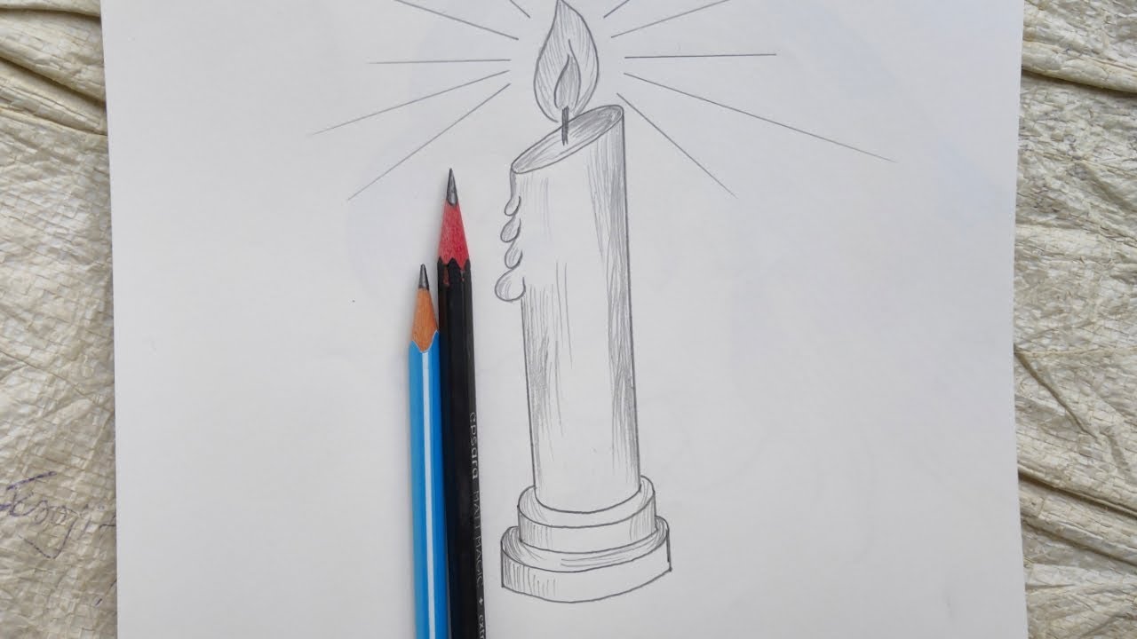 How To Draw Candle | Burning Candle | Step By Step | Pencil Sketch