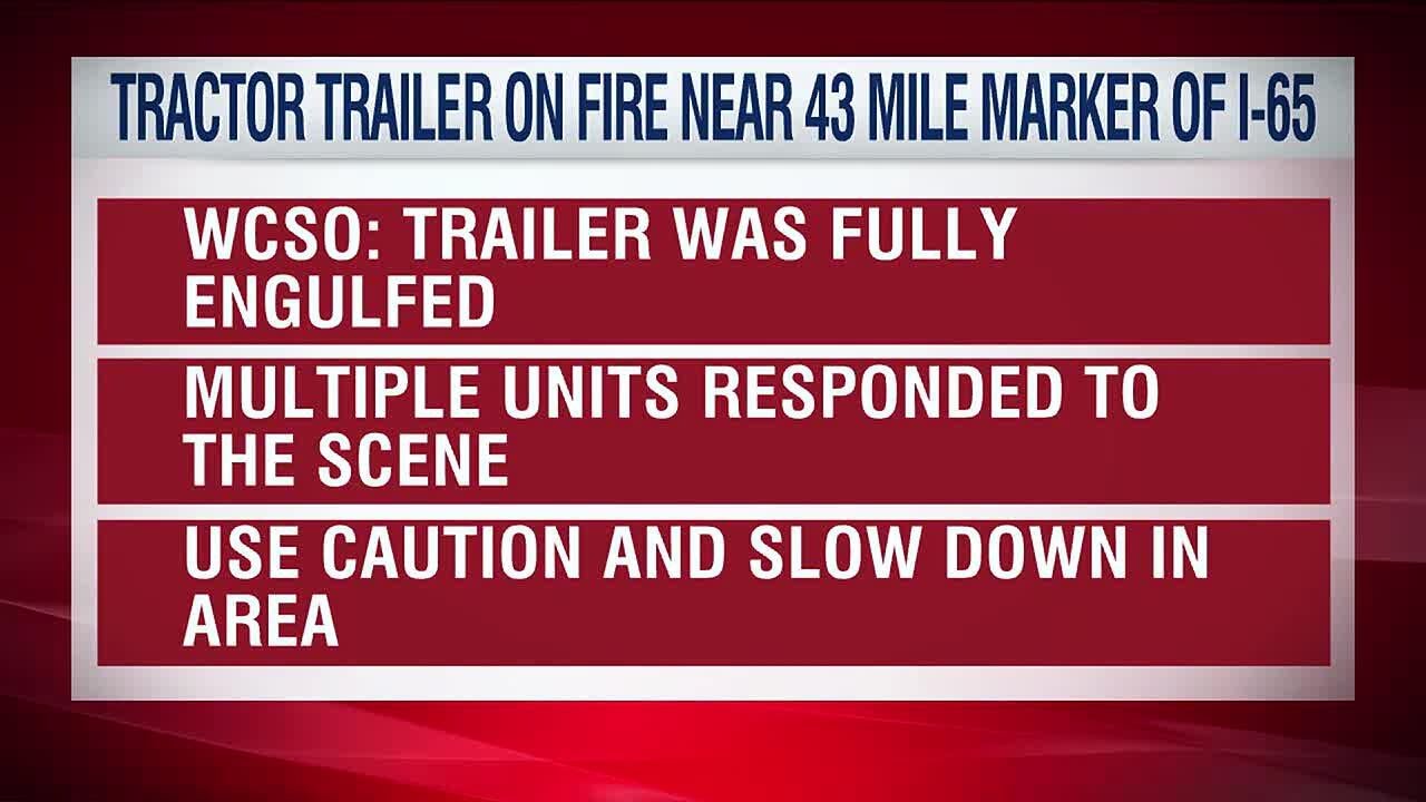 Tractor trailer on fire on I-65 - YouTube