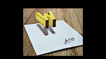 How To Draw 3d Floating Letter "W" - 3d Trick Art On Paper - Drawing 3D Lettter