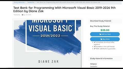 Test Bank for Programming With Microsoft Visual Basic 2019-2026 9th Edition by Diane Zak