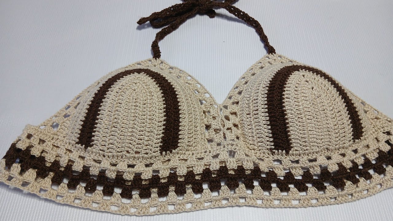 Top Cropped em crochê com bojo, fácil e lindo. Passo a passo