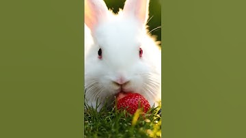 Sounds of rabbit eating strawberry #eating #rabbit #asmr #usa #pets #shorts