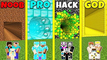 Minecraft Battle: NOOB vs PRO vs HACKER vs GOD: INSIDE TUNNEL HOUSE BUILD CHALLENGE / Animation