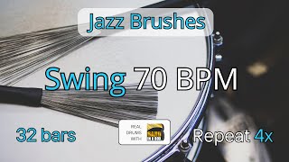 70 BPM Swing - Jazz Brushes  - 4/4 Drum Track - Metronome - 32 bars AABA - Drum Beat