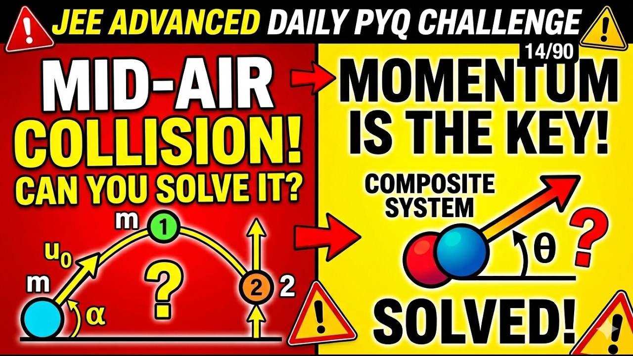 JEE Advanced Physics: Projectile Motion & Inelastic Collision | Problem 14/90 | ✅ BONUS Derivation