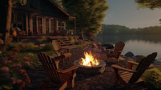 Serene Ambiance of a Crackling Fireplace and River Forest Scene | Perfect Sounds for Deep Relaxation