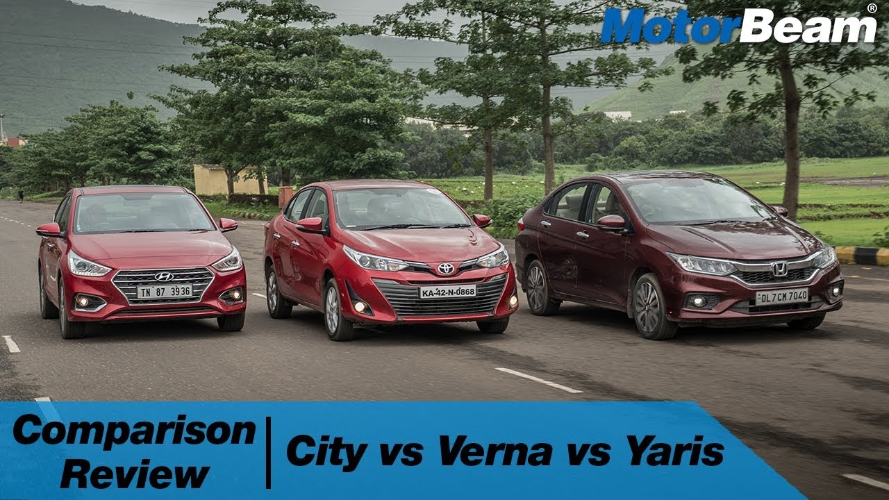 Honda City vs Hyundai Verna vs Toyota Yaris - Comparison Review | MotorBeam