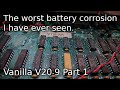 The worst battery corrosion I have ever seen.  Vanilla V20-9 Part 1.