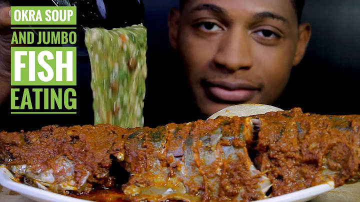 ASMR NIGERIAN EBA,OKRA SOUP AND JUMBO FISH EATING MUKBANG| foodmonger