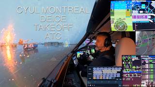 Montreal CYUL Winter Taxi Deice Takeoff full ATC and Procedures Global 6500