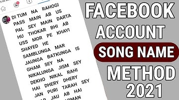 Facebook Name In Song Lyrics | Syco Tech Zone | How to create sad song name account on facebook 2021