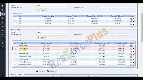How to create or manage holiday calendar in ResourcePlus HRMS application?