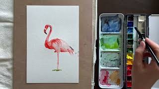 10-Minute Watercolor Flamingo Painting