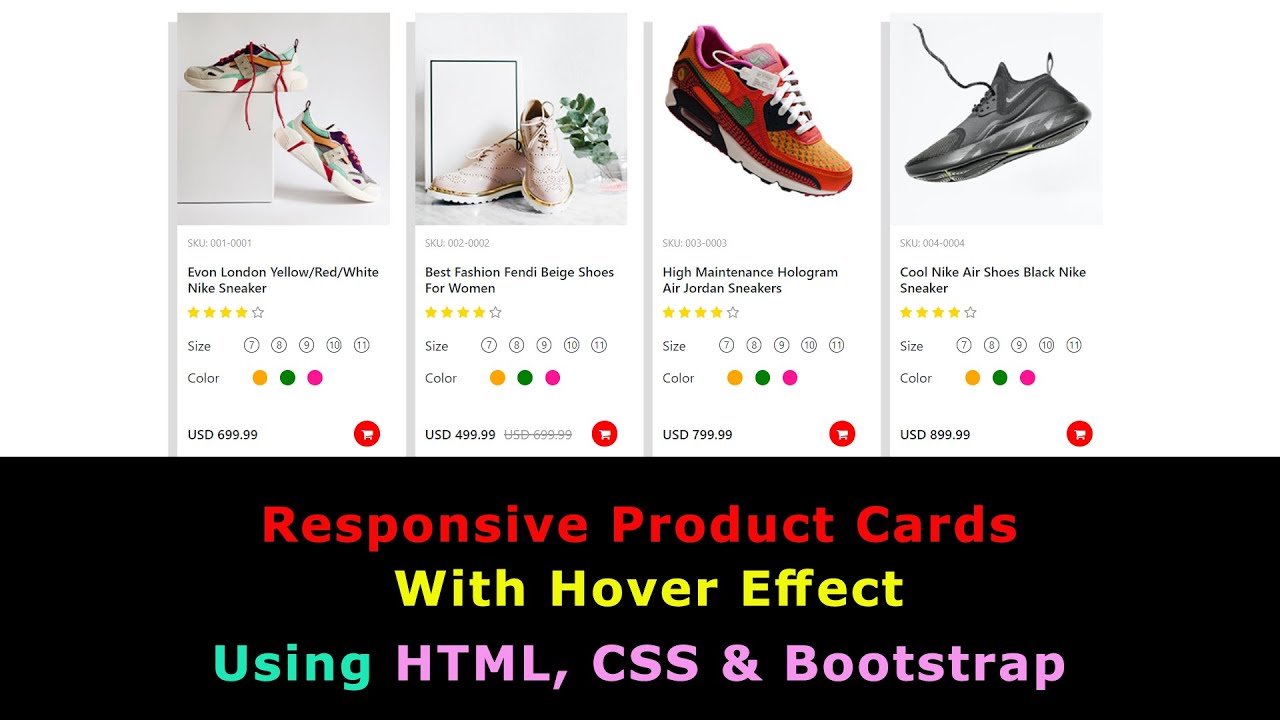 Responsive Product Cards With Hover Effect | Html, CSS & Bootstrap ...