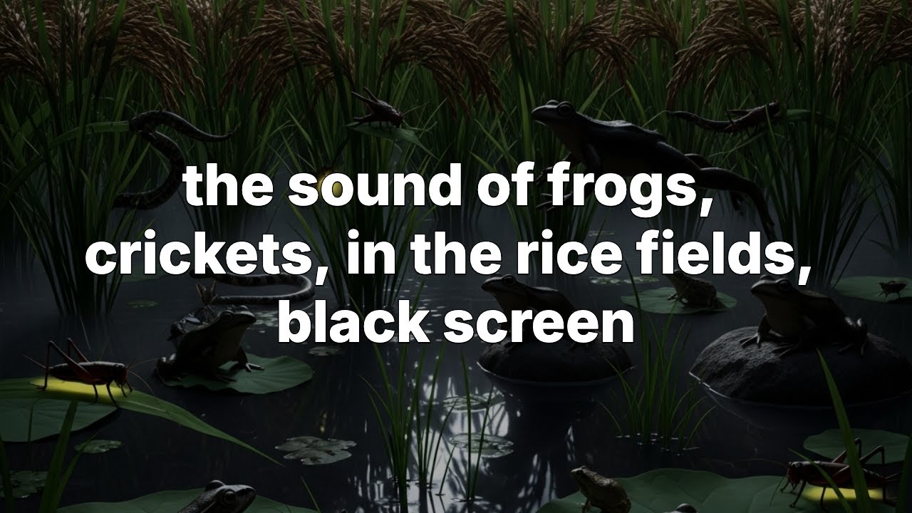 the sound of frogs, crickets, in the rice fields, black screen for 10 hours of relaxing sleep
