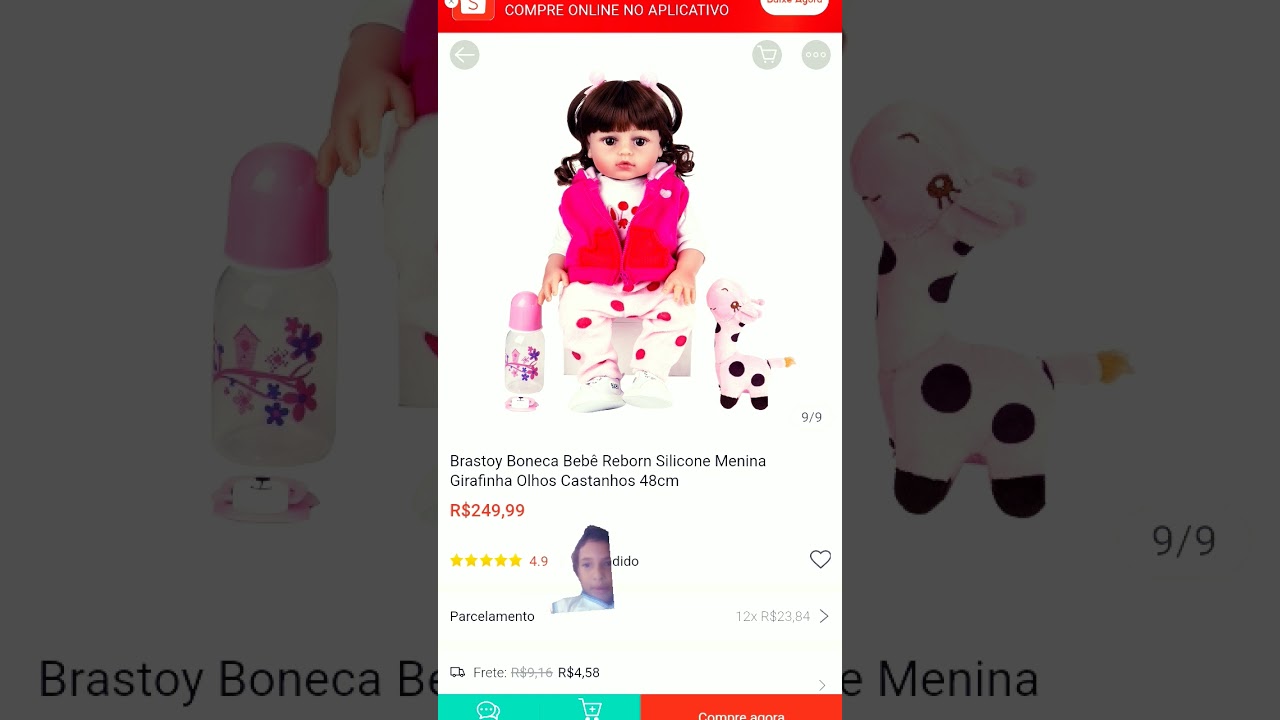 Brastoy Boneca Bebê Reborn Silicone Menina Panda Olhos Castanhos