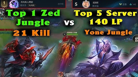 Zed Wildrift Tốc chiến | Top 1 Zed Jungle vs Top 5 server 140 LP | đi rừng Top rank server China