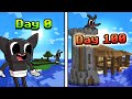 Cartoon Cat Survived 100 Days on SURVIVAL ISLAND! (Minecraft)