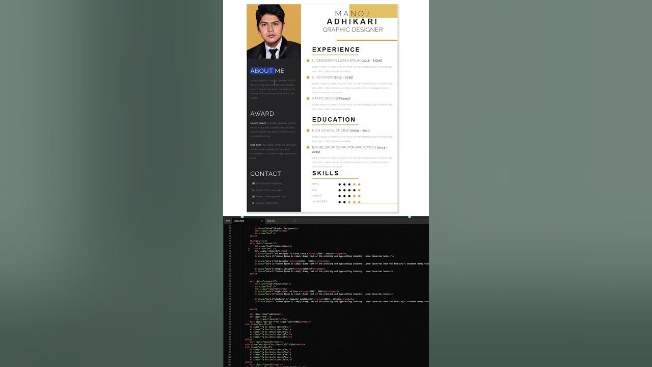 How to Create Responsive Resume Website using HTML and CSS | Resume CV ...