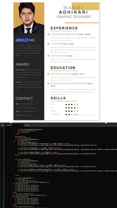 How to Create Responsive Resume Website using HTML and CSS | Resume CV ...