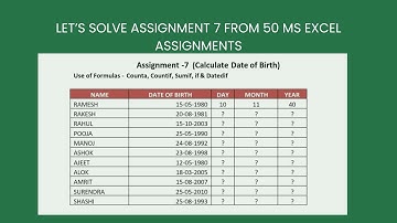Assignment 7 - Let’s solve Assignment 7 from 50 ms excel assignments