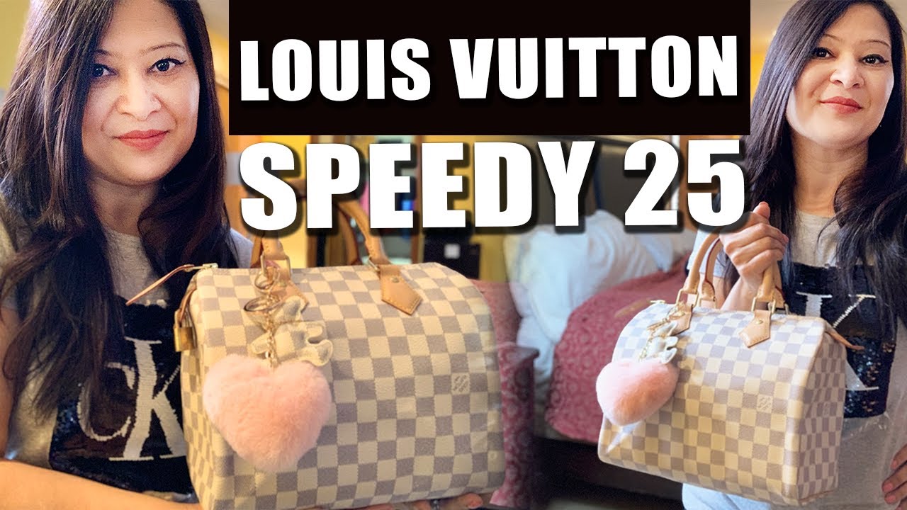 Louis Vuitton Speedy Bandouliere 25 White Damier Azur Canvas Cross Bod -  MyDesignerly