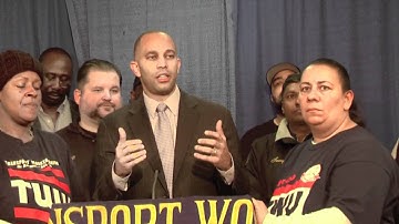 Assemblyman Jeffries speaks in Albany to support TWU Local 100 in contract negotiations with MTA