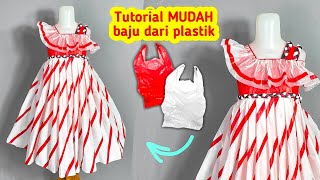 Cara membuat baju costum simple dari plastik kresek merah putih terbaru | karnaval lomba 17 AGUSTUS