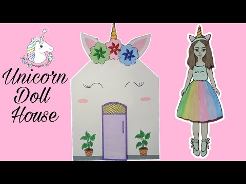 Paper doll house/Unicorn doll house/Unicorn paper doll house/Playing with doll house/Paper doll