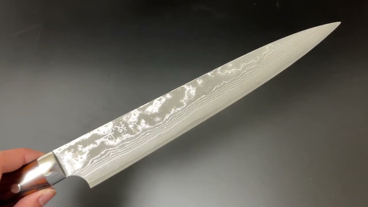 佐治武士 Takeshi Saji 筋引包丁240mm VG10鋼 ダマスカス黒仕上