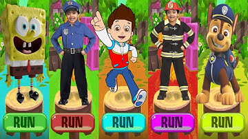 Tag with Ryan vs PAW Patrol Ryder Run vs Spongebob: Sponge on the Run - All Characters Unlocked