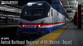 Amtrak Northeast Regional #94 (Boston - Depot) - Boston Sprinter - ACS-64 - Train Sim World 2