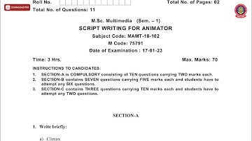 MSC 1ST SEM MULTIMEDIA SCRIPT WRITING FOR ANIMATOR JAN 2023 | PTU