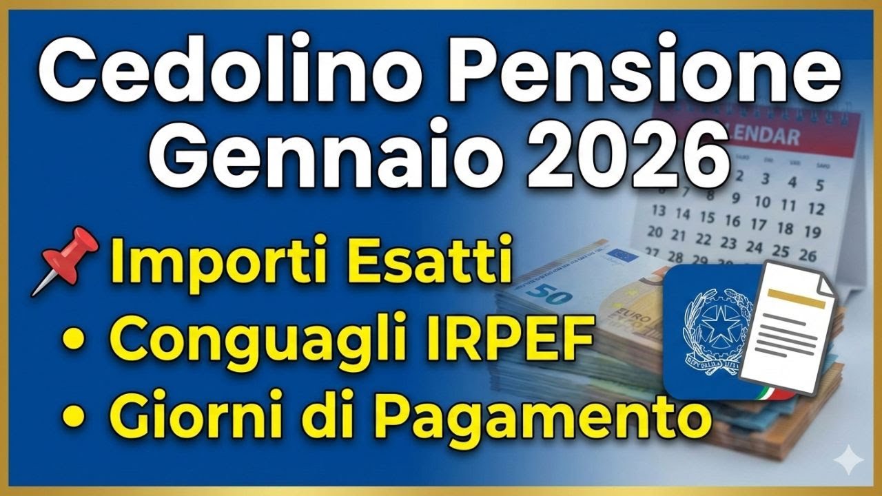 Cedolino Pensione Gennaio 2026 📌 Importi Esatti, Conguagli IRPEF e Giorni di Pagamento