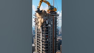 Excavator Error & Building Falls Apart With Workers Still Inside !!!. 😱 #construction #fail #shorts