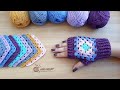 كروشيه جوانتي مربع جراني (الجزء الثاني ) _ how to make gloves  granny square