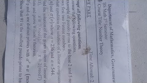 Today Number theory paper GCUF Main campus MTH 407 BS Math semester 3