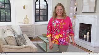 Quacker Factory Wildflower Printed 3/4 Sleeve Top on QVC Profile