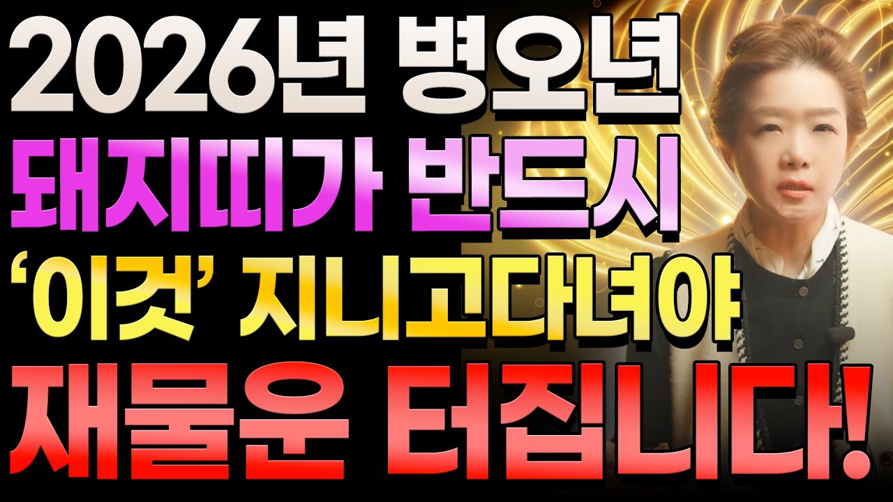 돼지띠 난리났다!! 2026년 병오년 돼지띠가 반드시 들고 다녀야 할것들! 47년생 59년생 71년생 83년생 95년생 분들은 반드시 '이것' 지니고 다녀야 재물운 터집니다!