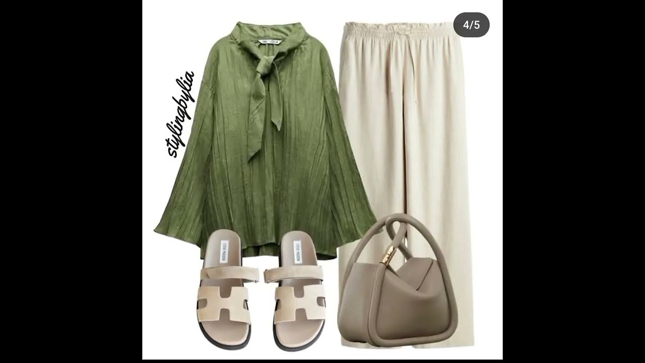 summer Beige linen  pants  outfit  idea # for  office women or girl 