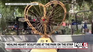 Healing Heart sculpture at park on Las Vegas Strip