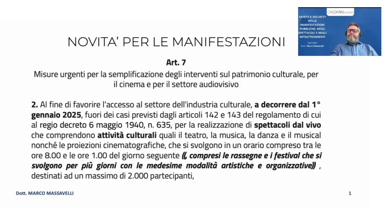 Anteprima corso Dott. Massavelli - Safety e security nelle manifestazioni pubbliche