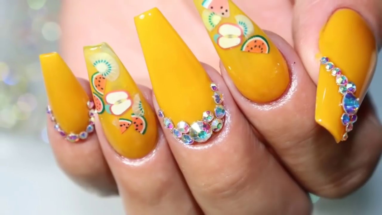 uñas acrilicas super frescas en moztaza con frutas encapsuladas - thptnganamst.edu.vn